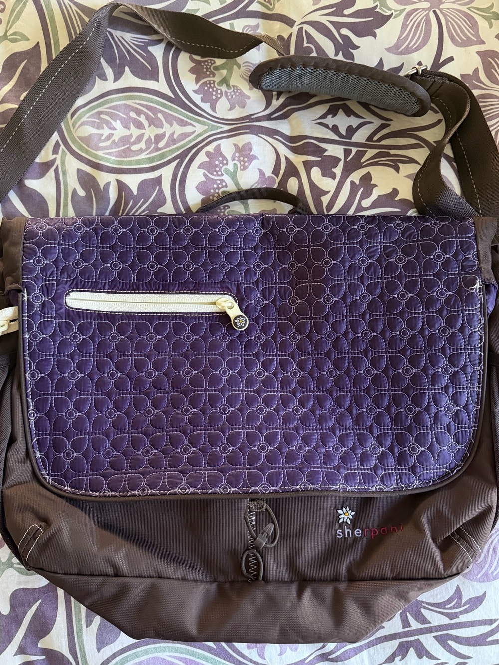 Sherpani Purple and Brown Quilted Messenger Bag
